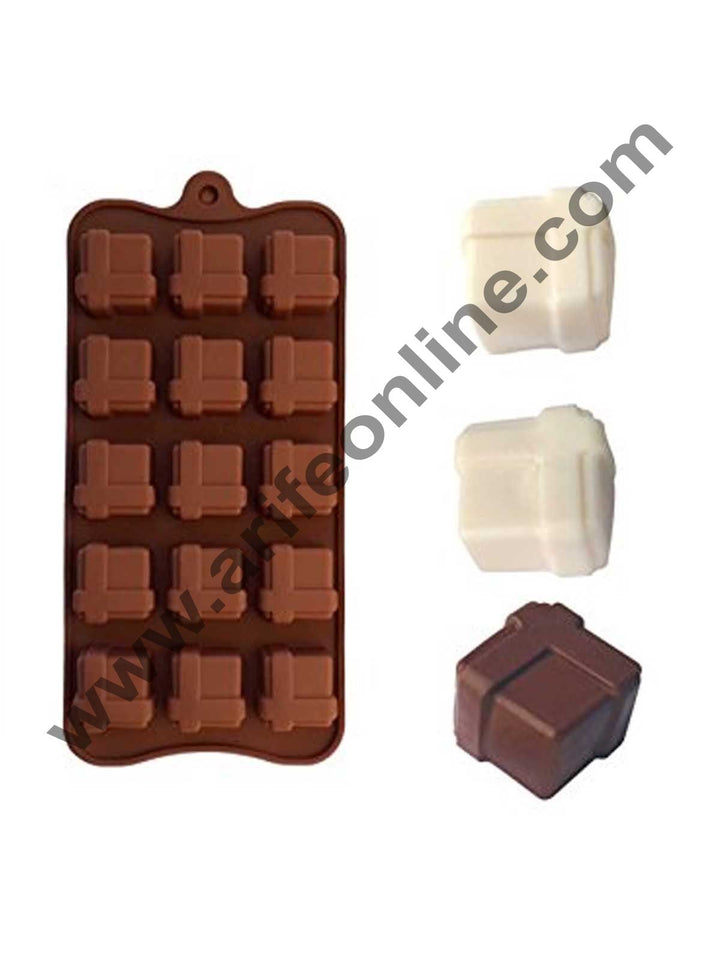Cake Decor Silicon 15 Cavity GiftBox Brown Chocolate Mould, Ice Mould, Chocolate Decorating Mould