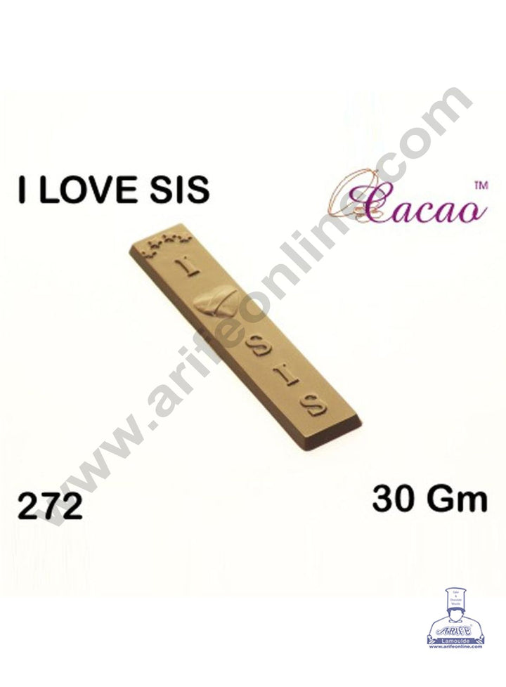 Cake Decor 3 Cavity Rectangle Bar PVC Chocolate Mould I Love Sis (1pcs pack)