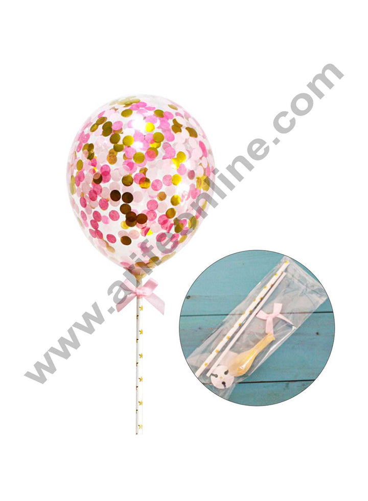 Cake Decor Assorted Confetti Balloons Mini Clear Latex Balloons Birthday Party Cake Topper (Pack of 1Pcs Set)