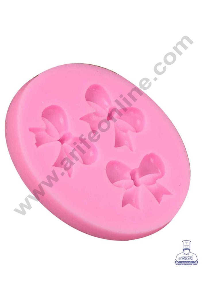Cake Decor Silicone 3 Cavity Bow Shape Pink Fondant Marzipan Mould