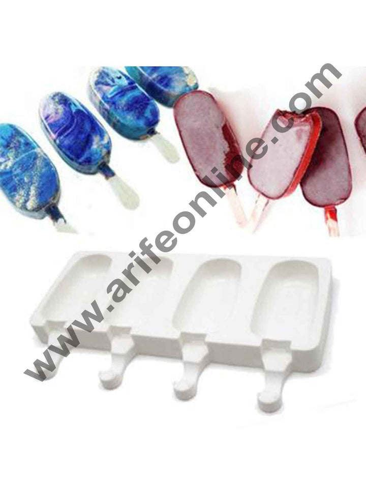 Cake Decor 4 Cavity Big White Classic Silicone Cakesicle Mould Popsicle Easy Ice Cream Bar Mould