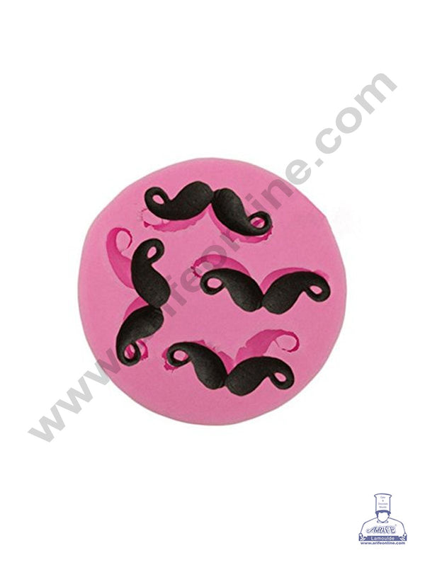 Cake Decor Silicone 4 Cavity Mustache Shape Pink Fondant Marzipan Mould