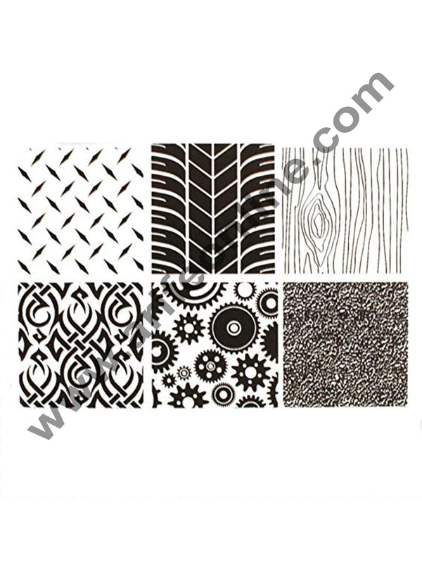Cake Decor 6PCS Manly Texture Sheet Set Tyre Texture Mat For Sugar Craft Decoration Cookie Cupcake Fondant Cake Mold Baking Tools For Cakes