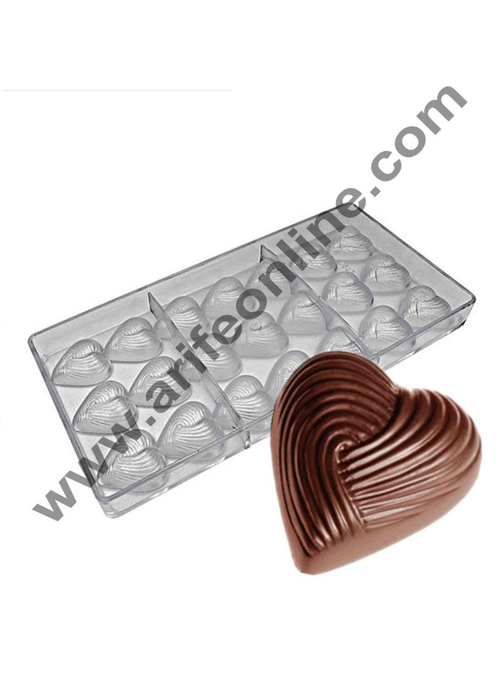 Cake Decor 21 Cavity Heart Wave Pattern Chocolate Molds Shape Plastic Polycarbonate Chocolate Mold Jelly Candy Mould
