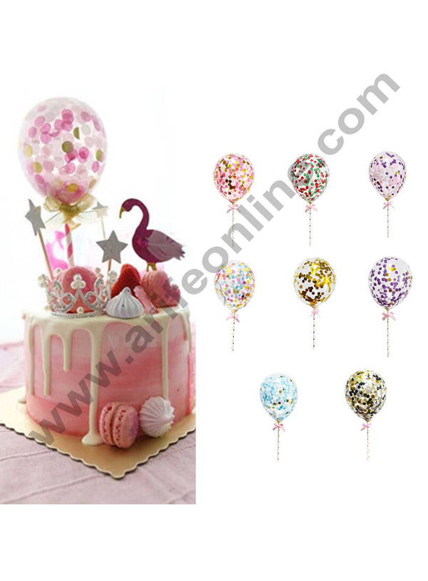 Cake Decor Confetti Balloons Mini Clear Latex Balloons Birthday Party Cake Topper (Pack of 1Pcs Set)