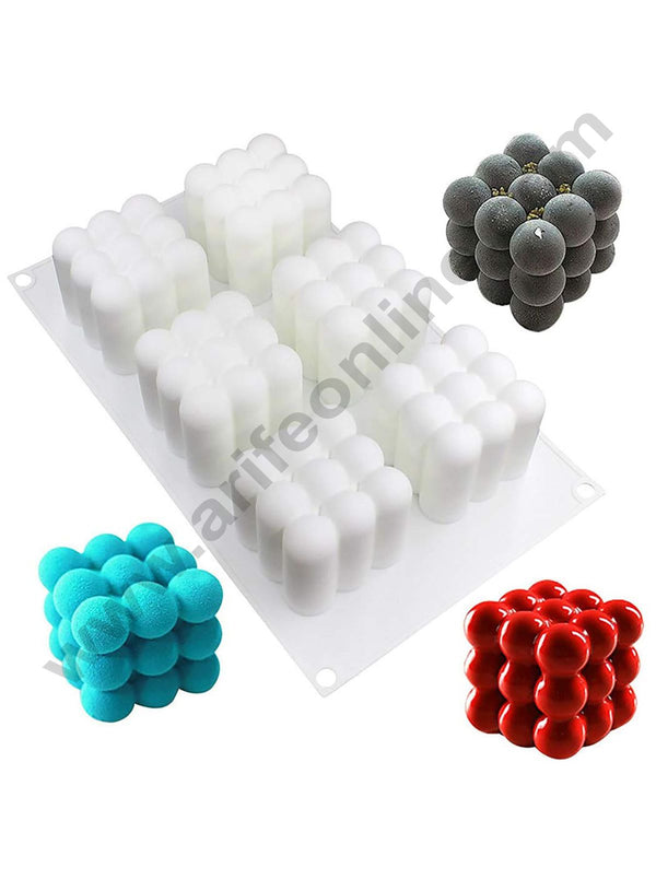Cake Decor Silicon 6 Cavity Cube Puzzle Mould Baking Chocolate Cake and Making 3D Handmade Candles