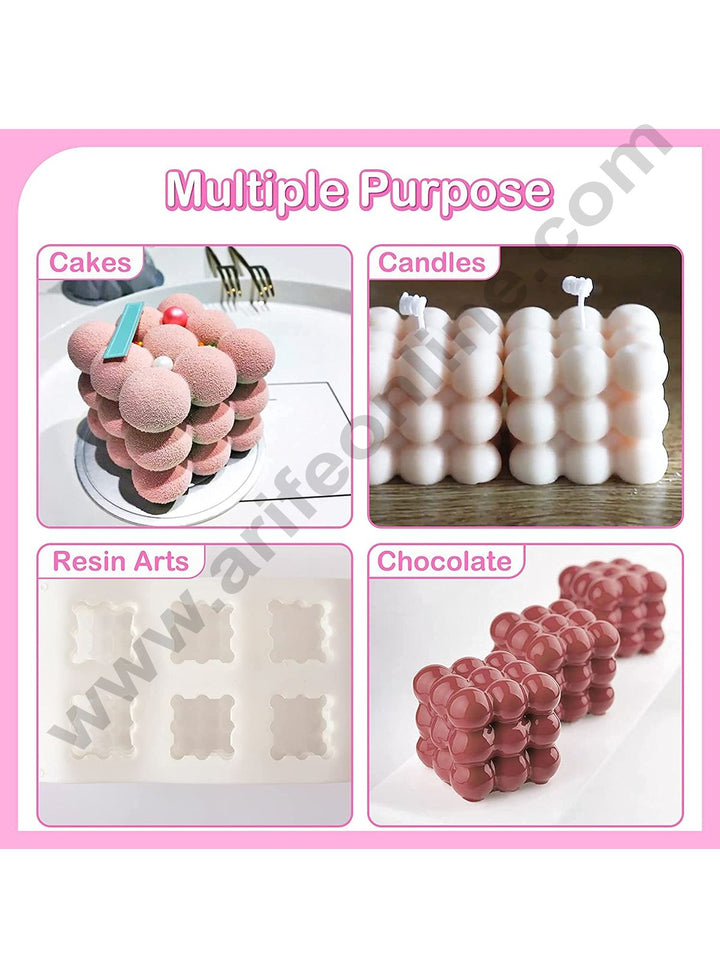 Cake Decor Silicon 6 Cavity Cube Puzzle Mould Baking Chocolate Cake and Making 3D Handmade Candles