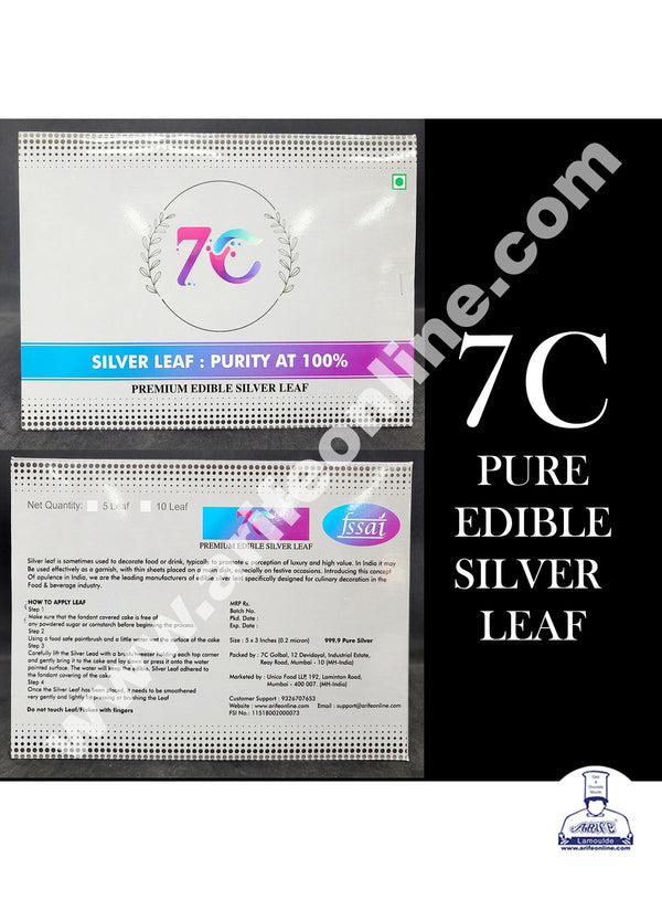 7C Pure Edible Silver Leaf for Cake Decoration, Sweets Decoration, Temple Use, Aruyvedic Medicines, Dry fruits, Flavored Supari, Paan, Art & Craft.