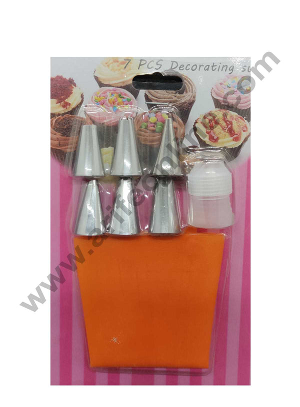 7pc Decorating Nozzle Set with Piping Bag And Coupler