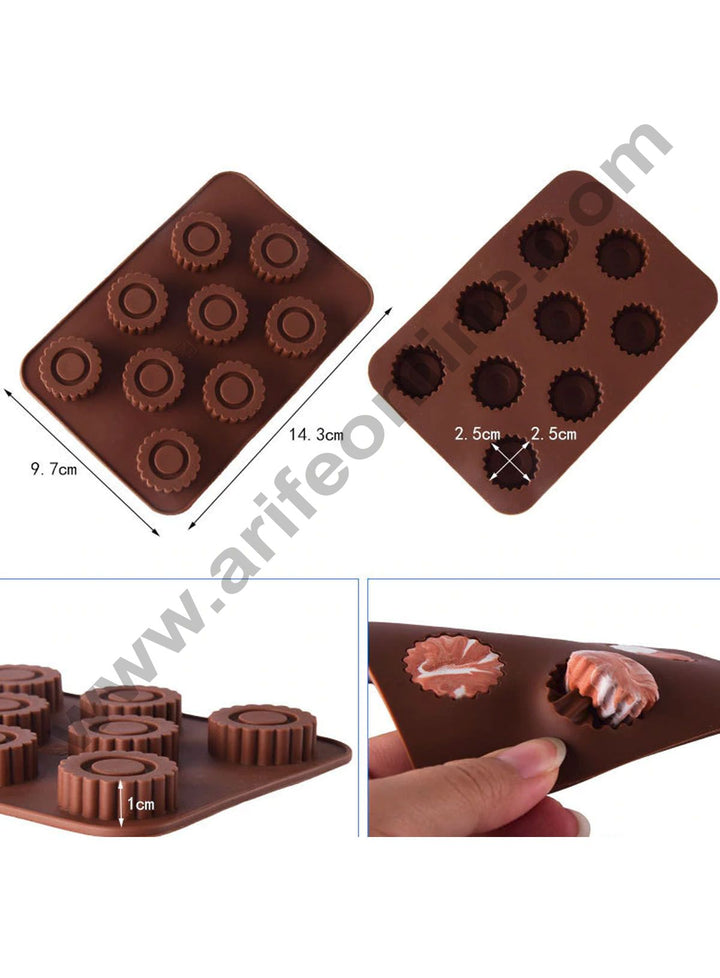 Cake Decor Silicon 9 Cavity Poker Chips Coin, Gold Coin Shape Design Chocolate Mould Ice, Jelly Candy Mould