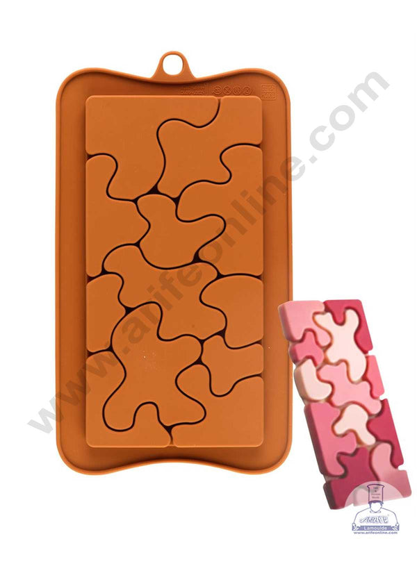 CAKE DECOR™ 1 Cavity Groovy Puzzles Bar Shape Silicone Chocolate Mold ( SBCM-726 )