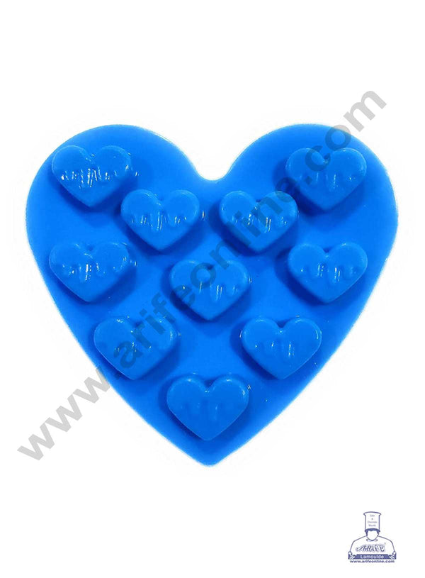 CAKE DECOR™ 10 Cavity Drip Heart Shape Silicon Chocolate Mould Chocolate Decorating Mould SBSM-889