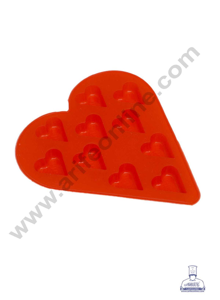 CAKE DECOR™ 10 Cavity Heart Shape Silicon Chocolate Mould Chocolate Decorating Mould SBCM-734