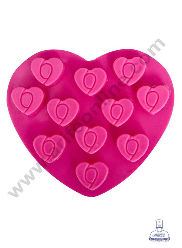 CAKE DECOR™ 10 Cavity Heart Shape Silicon Chocolate Mould Chocolate Decorating Mould SBCM-735