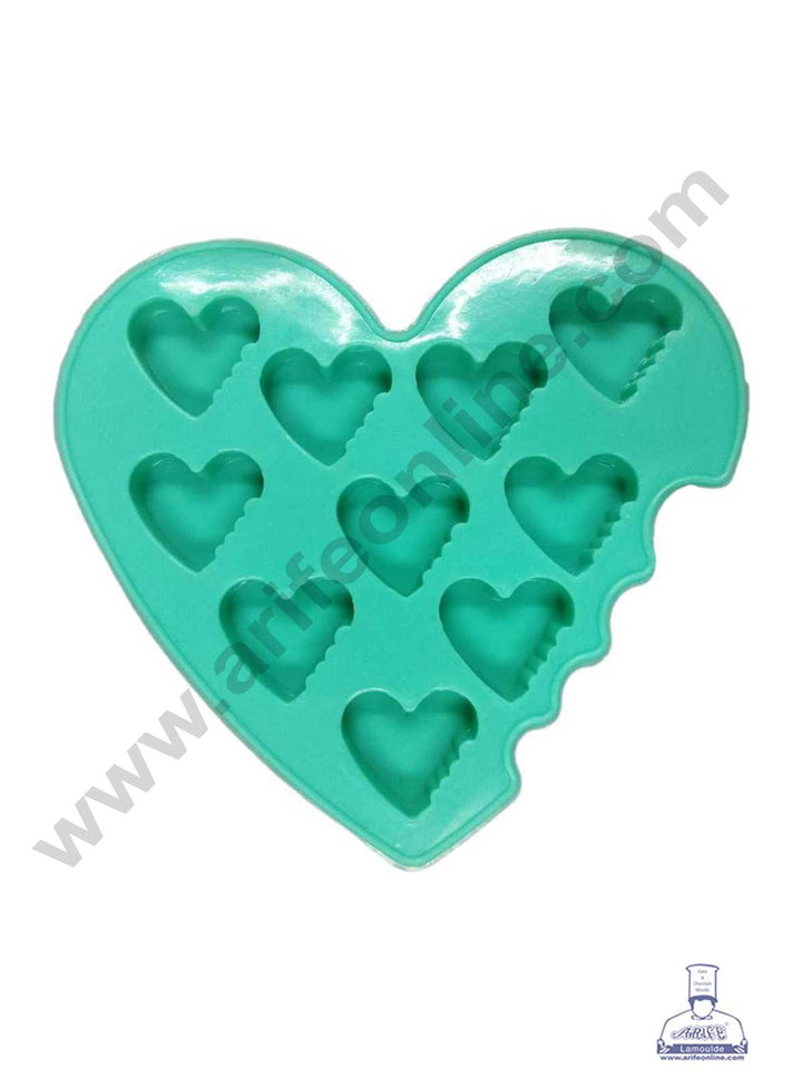 CAKE DECOR™ 10 Cavity Heart Shape Silicon Chocolate Mould Chocolate Decorating Mould SBCM-737