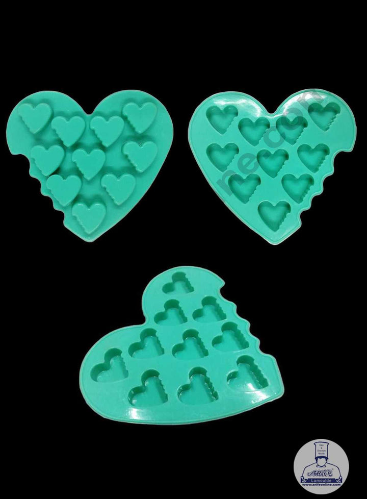 CAKE DECOR™ 10 Cavity Heart Shape Silicon Chocolate Mould Chocolate Decorating Mould SBCM-737