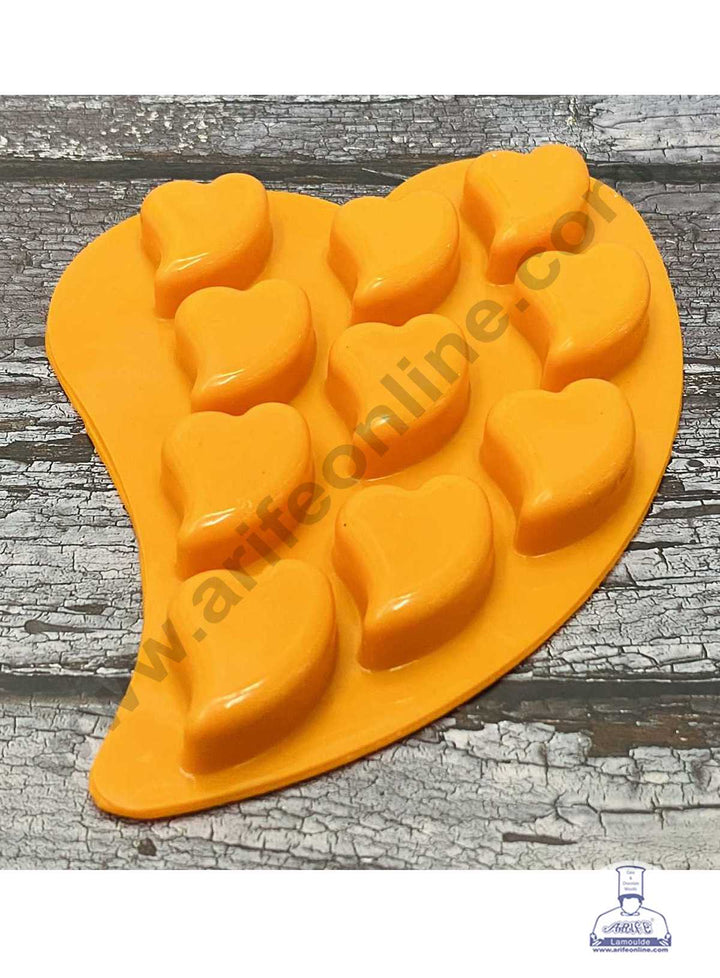 CAKE DECOR™ 10 cavity Heart Shape Silicon Chocolate Mould Silicon Mould (SBSM-902)