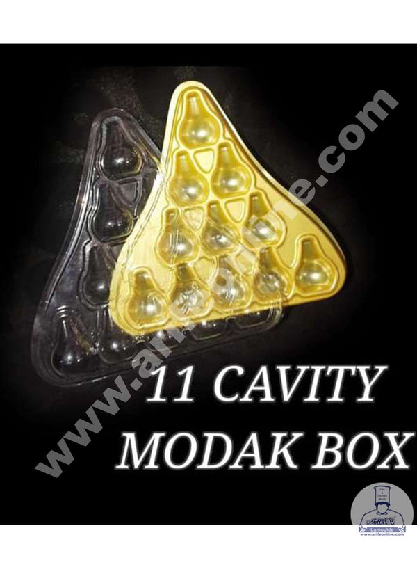 CAKE DECOR™ 11 Cavity Triangle Shape Modak PVC Box - ( Pack of 1 Pc )