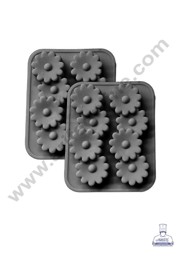 CAKE DECOR™ 2 Cavity Joint Flower Shape Silicon Chocolate Mould Candle Mould Chocolate Decorating Mould SBCM-741
