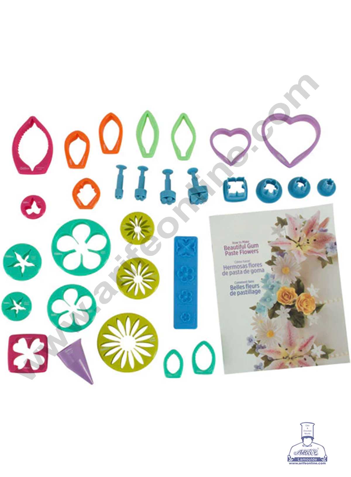 CAKE DECOR 26 pieces Set Plastic Gum Paste Flower Cutter Set