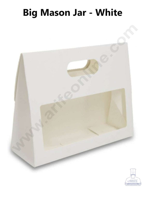 CAKE DECOR™ 3 Mason Jar Paper Carry Bags White - Big (10 Pcs)