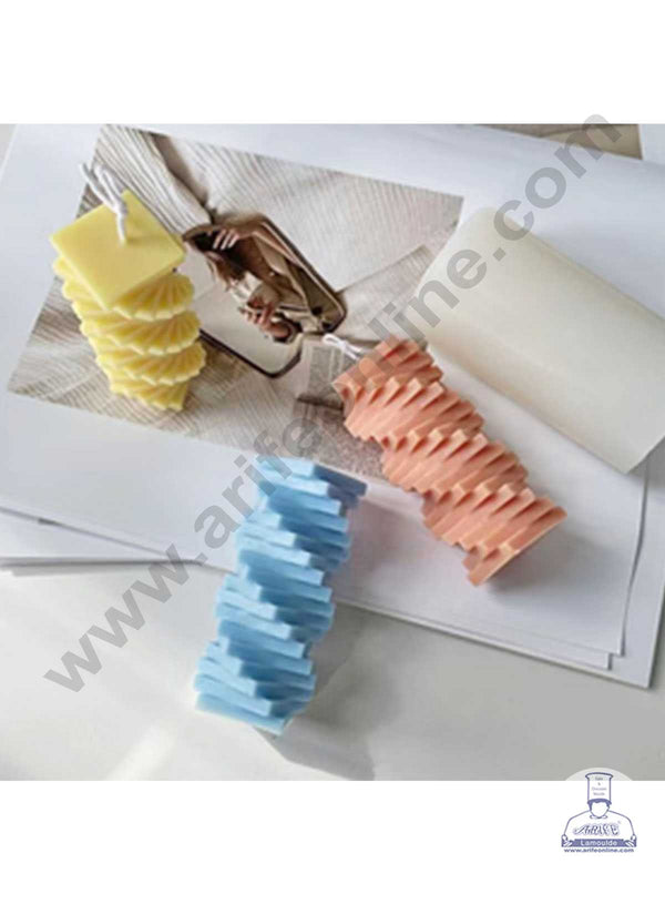 CAKE DECOR™ 3D Silicon 1 Cavity Square Spiral Geometry Shape Silicon Candle Moulds SBSP-DYF6856