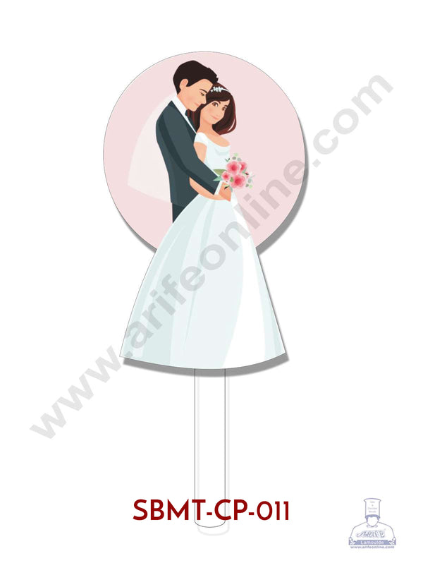 CAKE DECOR™ 5 Inches Digital Printed Acrylic Indian Couple Cake Toppers - Couple 11 (SBMT-CP-011)