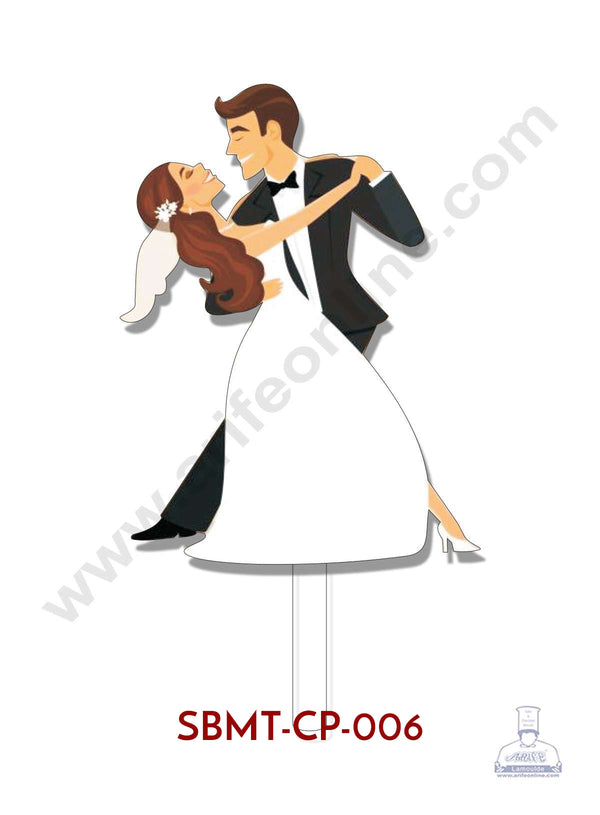 CAKE DECOR™ 5 Inches Digital Printed Acrylic Indian Couple Cake Toppers - Couple 6 (SBMT-CP-006)