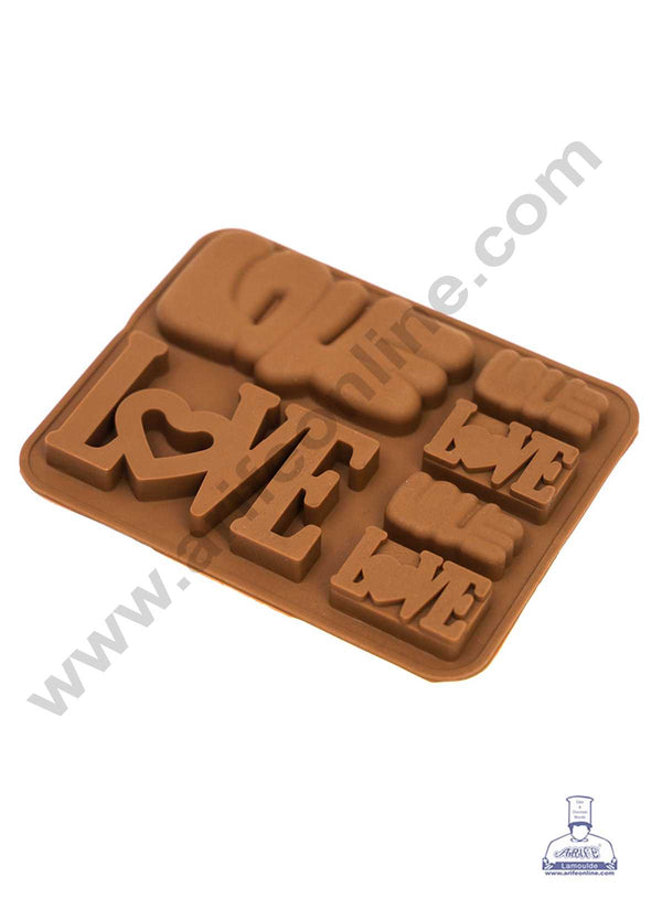 CAKE DECOR™ 6 Cavity Love Shape Silicon Chocolate Mould, Ice Mould, Chocolate Decorating Mould SBCM-732