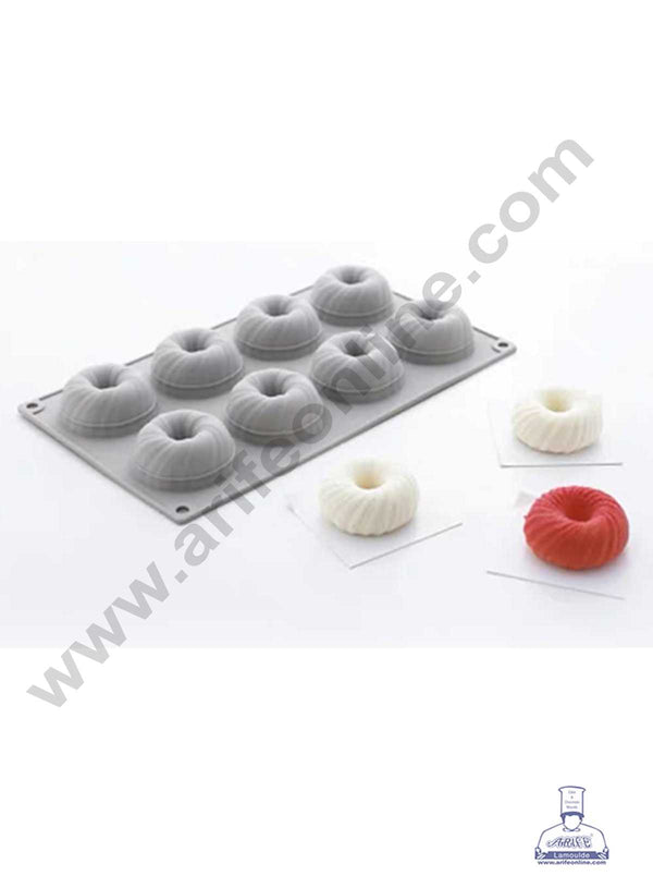 CAKE DECOR™ 8 Cavity 3D Frill Donut Shape Muffin Mould Entremet Cake Mould Mousse Mold (SBEM-070)