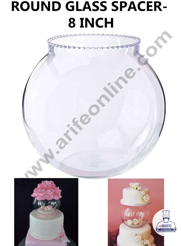 CAKE DECOR™ 8 Inch Round Glass Spacer For Cake Decorations