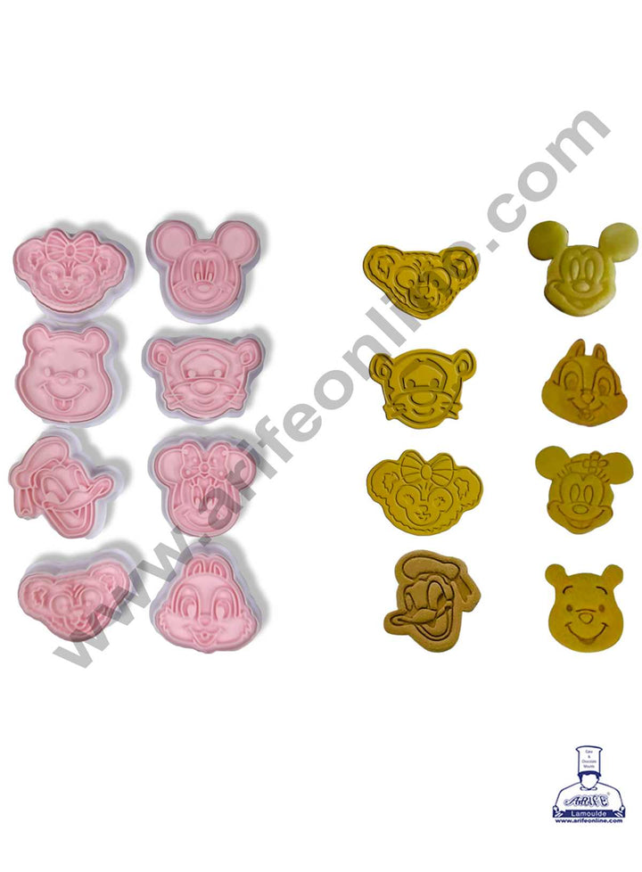 CAKE DECOR™ 8 Pcs Disney Cartoons Character Plastic Biscuit Cutter 3D Cookie Cutter ( SBCK-12 ) (2)