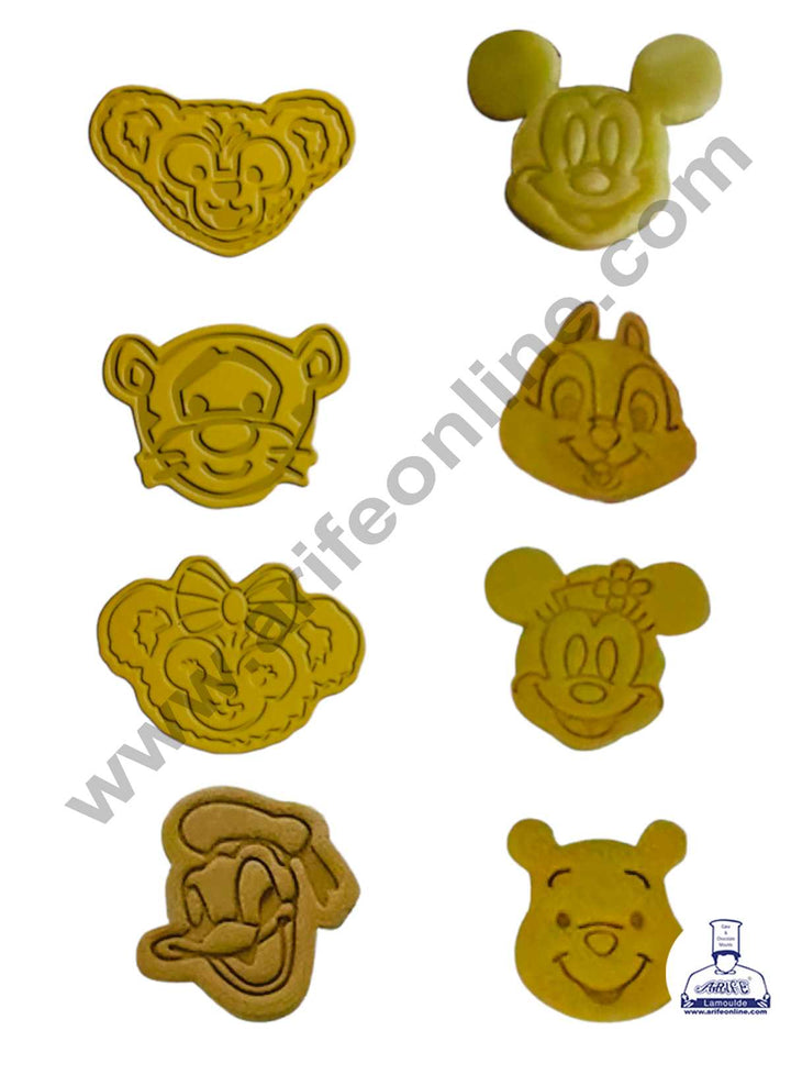 CAKE DECOR™ 8 Pcs Disney Cartoons Character Plastic Biscuit Cutter 3D Cookie Cutter ( SBCK-12 )