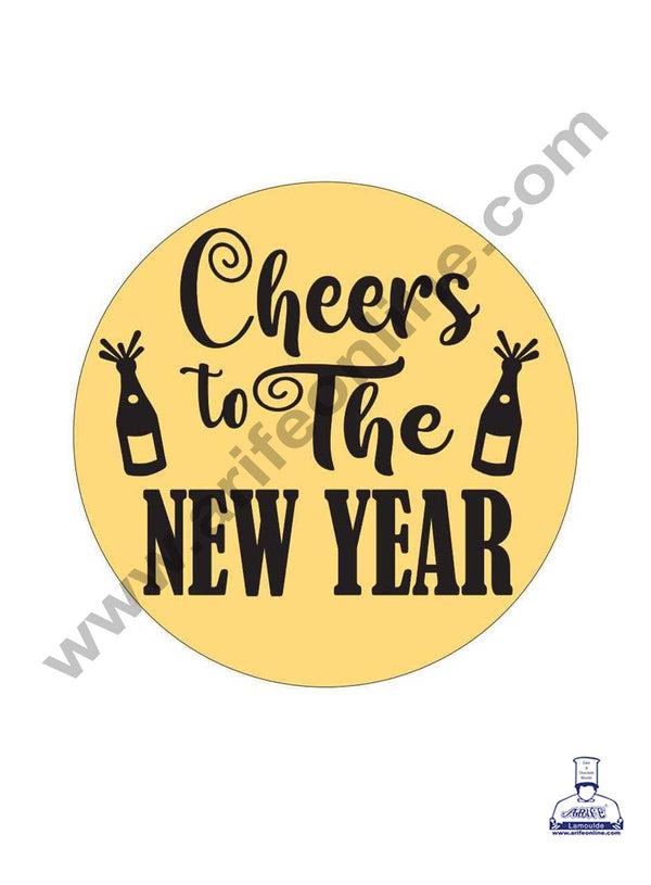 CAKE DECOR™ Acrylic Cheers To The New Year Coin Topper for Cake and Cupcakes ( SBMT-Coin-037 )
