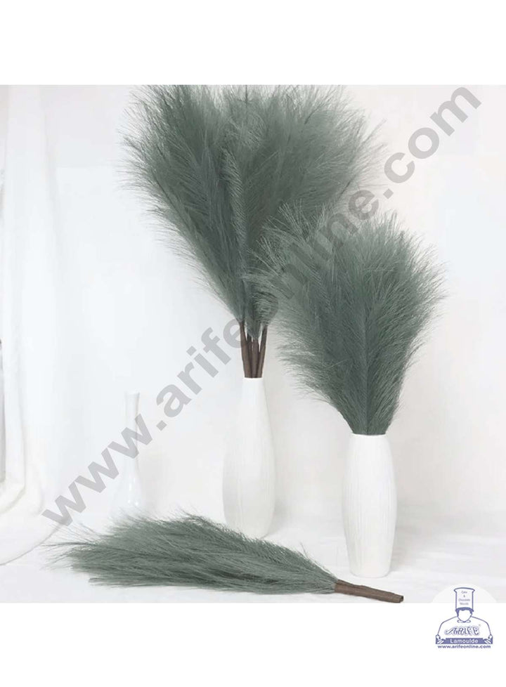 CAKE DECOR™ Greyish Green Color Artificial Dried Pampas Grass For Cake Decoration Bouquet Wedding Party Centerpieces Decorative – Greyish Green (1 Stick)