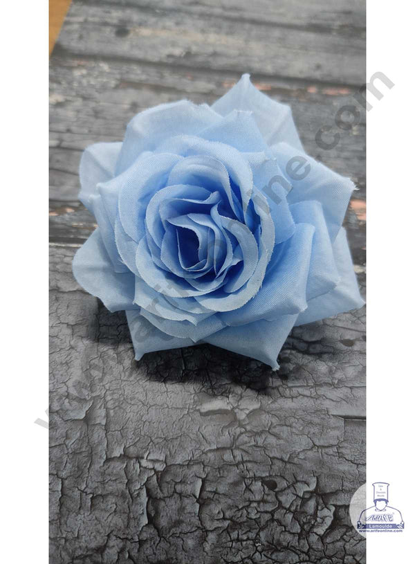 CAKE DECOR™ Large Rose Artificial Flower For Cake Decoration – Blue ( 5 pc pack )