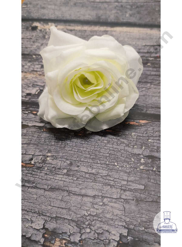 CAKE DECOR™ Large Rose Artificial Flower For Cake Decoration – White ( 5 pc pack )