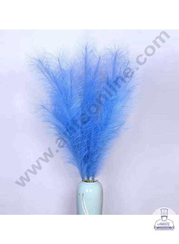 CAKE DECOR™ Light Blue Color Artificial Dried Pampas Grass For Cake Decoration Bouquet Wedding Party Centerpieces Decorative – Light Blue (1 Stick)