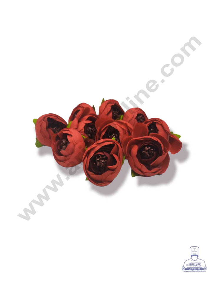 CAKE DECOR™ Medium Peony Artificial Flower For Cake Decoration – Red ( 10 pc pack )