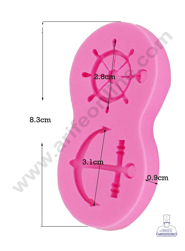 CAKE DECOR™ Silicone 2 Cavity Rudder And Anchor Shape Pink Fondant Marzipan Mould