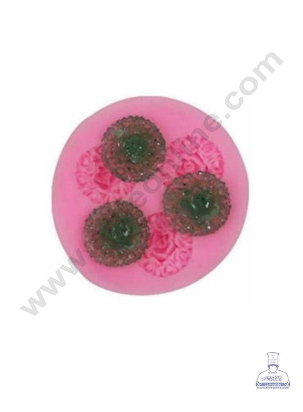 CAKE DECOR™ Silicone 3 Cavity Mini Rose Shape Pink Fondant Marzipan Mould