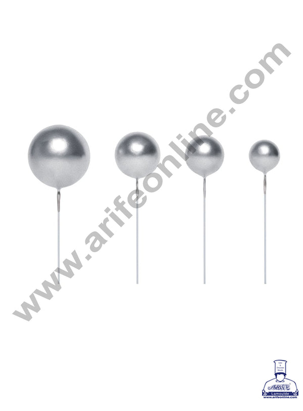 CAKE DECOR™ Silver Faux Balls Topper For Cake and Cupcake Decoration - 20 pcs Pack (SB-SilverBall-20)