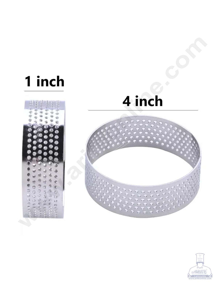 CAKE DECOR™ Stainless Steel Perforated Round Tart Cake Ring - 4 Inch
