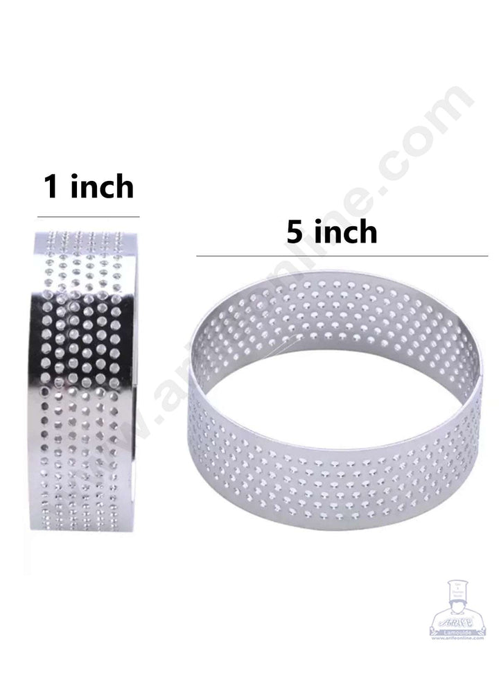 CAKE DECOR™ Stainless Steel Perforated Round Tart Cake Ring - 5 Inch