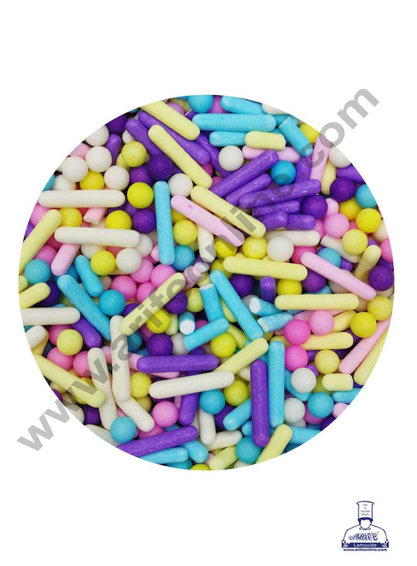 CAKE DECOR™ Sugar Candy - Pastel Colour Jimmies with Balls Sprinkles and Candy - 100 gm