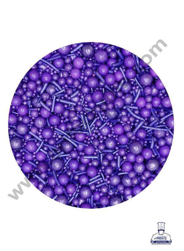 CAKE DECOR™ Sugar Candy – Mix Size Purple Balls with Vermicelli Candy – 100 gm
