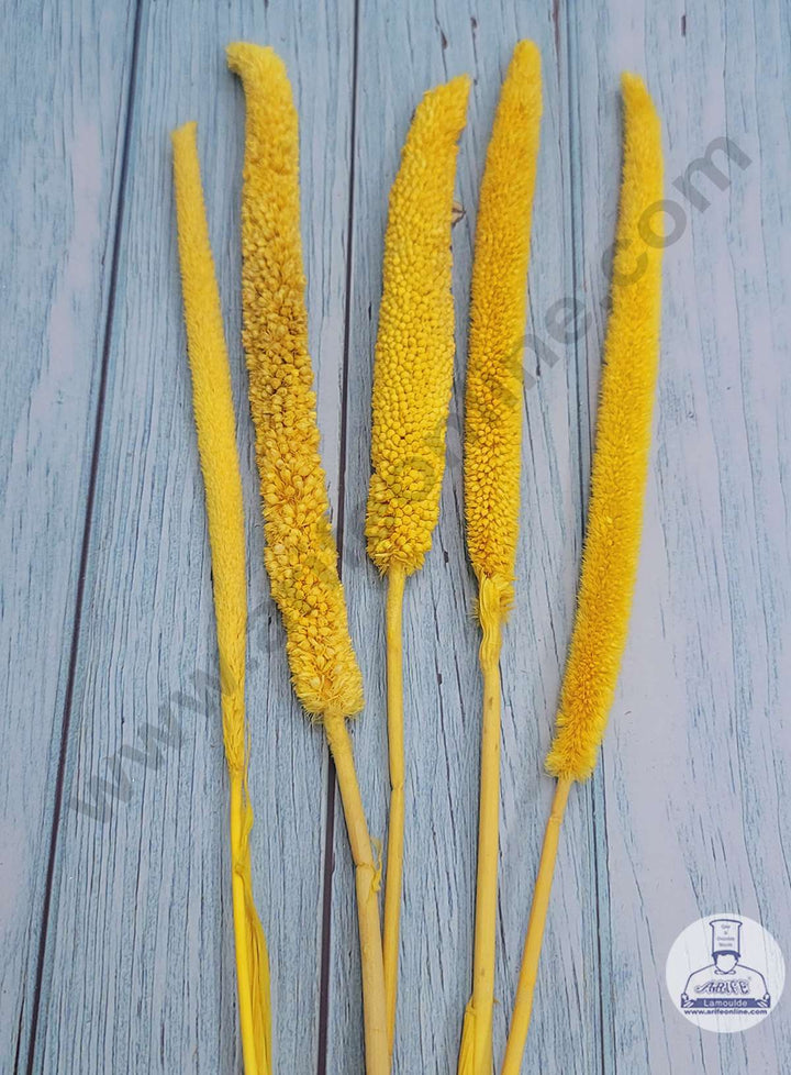 CAKE DECOR™ Yellow Color Eternelle Hypericum With Dried Millets For Cake Decoration Bouquet Wedding Party Centerpieces Decorative – Yellow (5 Stick pack)