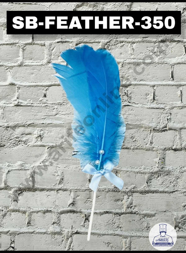CAKE DECOR™ 1pcs Blue Feather Topper For Cake Decoration ( SB-FEATHER-350-Blue )