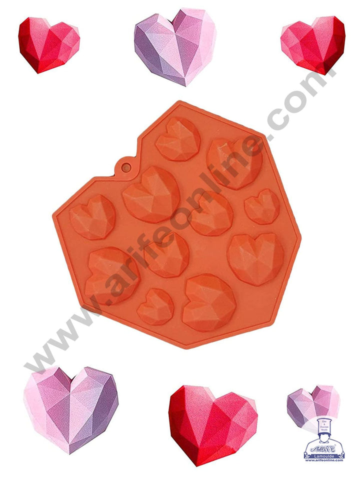 Cake Decor 11 Cavity Small Pinata Heart Valentine Heart Shape Design Chocolate Mould Ice Mould , Jelly Candy Mould , Silicon Garnishing Mould