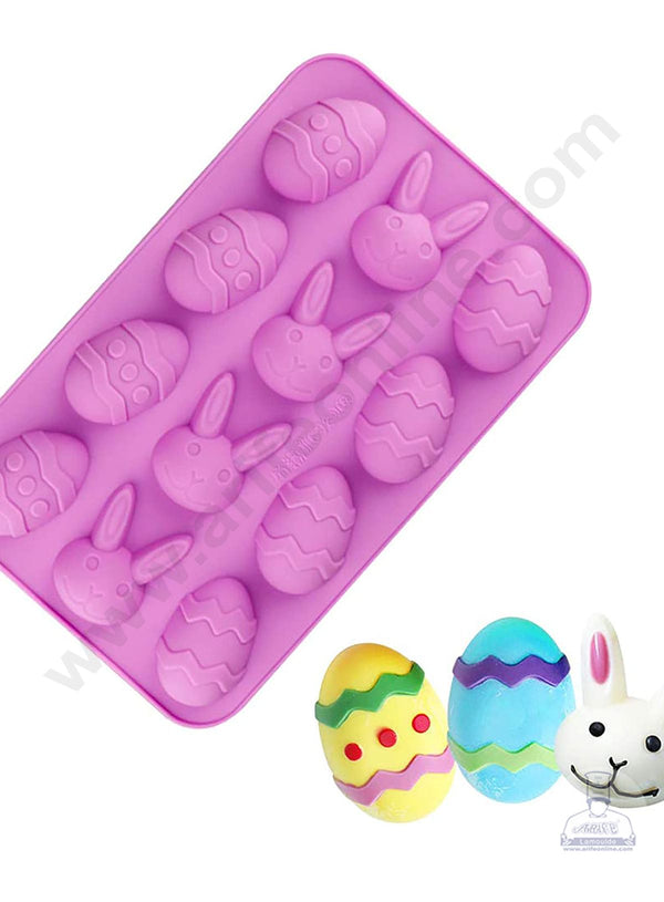 Cake Decor 12 Cavity Easter Egg And Rabbit Silicon Muffin Mould (SBSM-822)